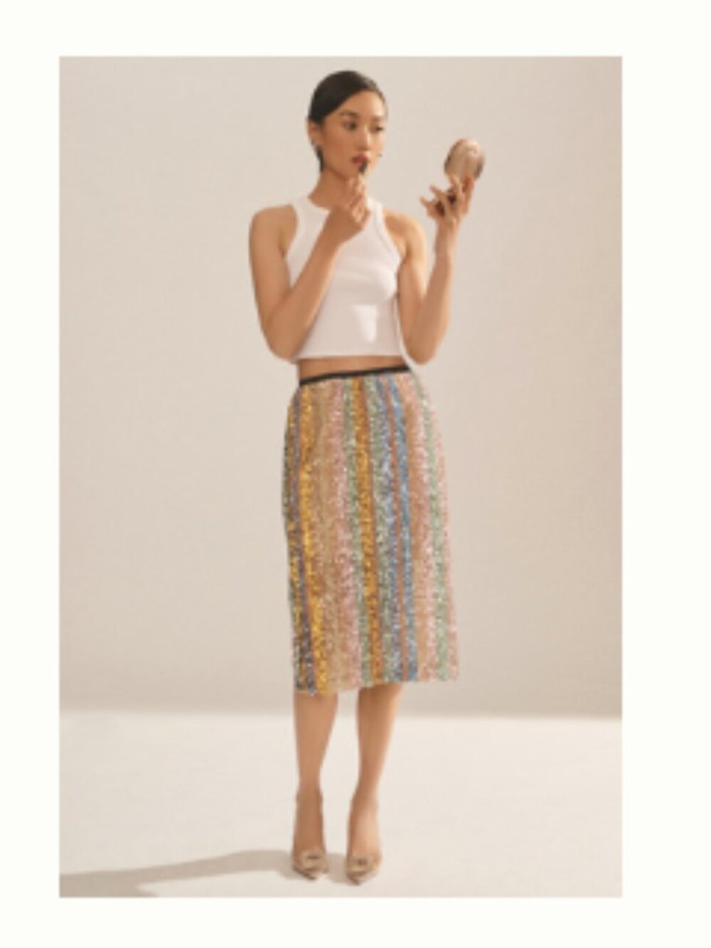Endless Rose Striped Sequin Skirt | Color: Blue/Green | Size xs